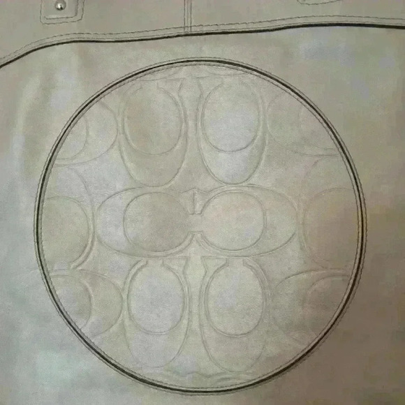 Coach Laura Signature Taupe Large Leather Tote Shoulder Bag - Picture 12 of 16